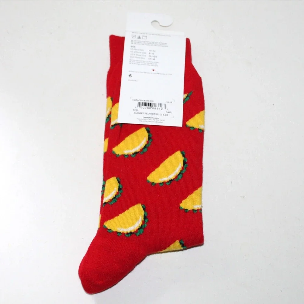 Happy Socks TACO red unisex M US 8 - 12 NEW fun food